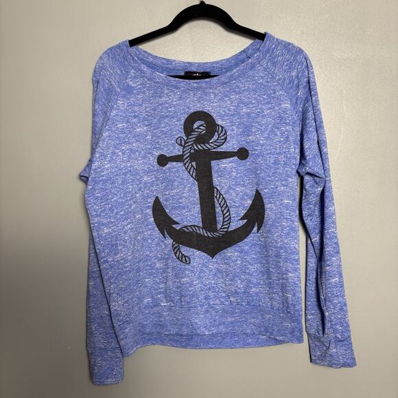 Bird & Vine Los Angeles Women’s Long Sleeve Anchor Blue Shirt Sea Lake Ocean - Picture 2 of 8